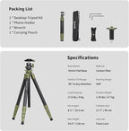 Cayer CH35 Travel Camera Tripod with Ball Head, Compact Carbon Fiber Tripod, 53.6" Compact Camera Stand，Max Load 17.6lbs for Mirrorless Cameras Video Camcorder Mobile Phone Webcam