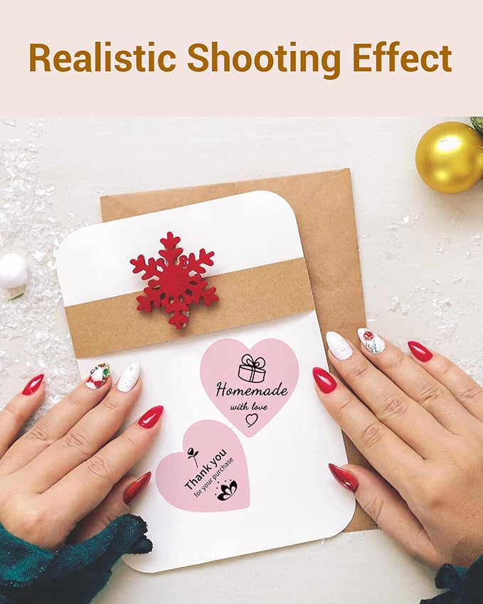 Phomemo 3" Pink Thermal Labels for Shipping Label Printer - Cute Label for Small Business Supplies - 500 Pink Labels/Roll, Cute Heart Stickers Roll for Custom Stickers Personalized & Business