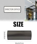 Set of 2 Curved Name Plate Holder for Doors 8" x 3" Wall Mount Office Business Door Sign Holder Aluminum Sign Frame with Adhesive Tape Plastic Film for Office Business Display(Black)