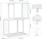 Vfelf Desktop Bookshelf Organizer, White 3-Tier Desk Shelf with Metal Hook Workspace Organizers for Desk Organization and Office Storage Table Bookcase