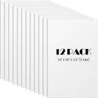 Elcoho 12 Pack White Foam Board, 24 x 36 Inch Acid-Free Foam Core Board, 5mm Thick Double Sided White Poster Boards for Presentation Art Display Office School Projects Crafting Sign Making