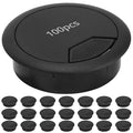 QWORK Desk Grommet –100 Pack 2 in Cable Gromme, Plastic Desk Cable Hole Cover Organizers, Black