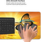 CANFLASHION Gaming Mouse Pad,Large Mouse Pads for Desk,Non-Slip Rubber Base Extended Mousepad,XXL Keyboard Mouse Mat,Computer Keyboard Desk Pad with Stitched Edges,35.4x15.8inch,Flower Sun Butterfly