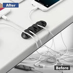 Flezoo Cable Clips Cord Holder - 18 PCS Black Adhesive Phone Cord Organizer Charger Holder Cable Wire Management Clips Keeper for Nightstand, Desk, Office or Mouse