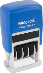 MaxMark Self-Inking Rubber Date Office Stamp with Revised Phrase & Date - Blue Ink (Max Dater)