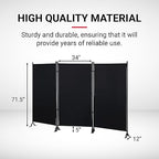 Proman Products - Galaxy Section Divider, Water Repellent Fabric Room Divider with Black Powder Coated Metal Frame for Indoors or Outdoors (Black)