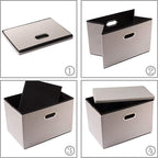 PRANDOM Foldable Storage Bin with Lid [3-Pack] Linen Fabric Decorative Storage Box Organizer Container Basket Cube with Handles Divider for Closet Office Living Room Light Grey(14.9x9.8x9.8)