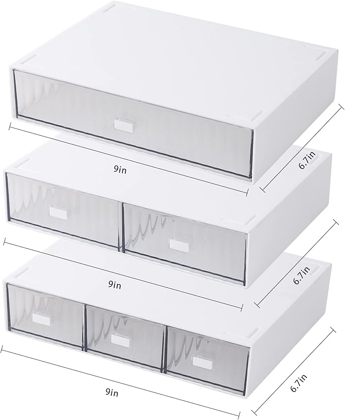 Ykpoqir Desk Organizer Stackable Storage with 6 Drawers Stackable Drawers for Desk Storage, Makeup Storage Accessories, Desktop Accessories with Drawers, White