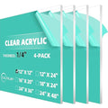 CALPALMY (4-Pack) 12 x 12 Inch Clear Acrylic Sheet Plexiglass 1/4" Thick; Use for Craft Projects, Signs, Display Cases, DIY Projects and More; Cut with Cricut, Engraver, Saw or Hand Tools – No Knives