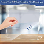 Wbtran Slanted Back Acrylic Sign Holder 8 x 10 Horizontal, Acrylic Stands for Display 10 x 8, Clear Tabletop Plastic Paper Sign Holder for Office, Home, Restaurant (6 Pack 10x8 Inches)