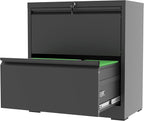 FLIXELIO 2-Drawer File Cabinet with Lock, Metal Lateral Filing Cabinets for Home Office, Heavy Duty Steel Horizontal Locking Office Storage Cabinet for Legal/Letter/A4 Size File, Assembly Required
