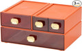OSteed Spacious Desktop Storage Box, 1 Large 1 Middle & 2 Small Storage Drawers, Stackable Office Desk Drawer Organizer and Accessories, Printer Paper Organizer, Orange Plastic Drawers for Workspace