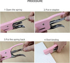 Aacehlh Small Hand-held Stapler Set, 15 Sheet Capacity, Includes 750Pcs Staples and A Staple Remover, Mini Desktop Stapler for Office, School, Home or Travel Use. (Pink)