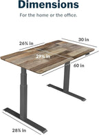 Vari Classic Electric Standing Desk - VariDesk Height Adjustable Sit/Stand Desk - Dual Motor with Memory Presets, Stable T-Style Legs - Gaming or Home Office Workstation - 60”x30”, Reclaimed Wood