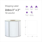 AveneMark 12 Rolls 3” X 2” Direct Thermal Labels for Barcodes, Address Labels Perforated & Compatible with Rollo & Zebra Desktop Label Printers (700/Roll)