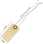 Paper Tags with Strings Attached Elastic- #1, 2 3/4” x 1 3/8”, Box of 500 Manila Shipping Label Tags with Elastic String and Reinforced Hole