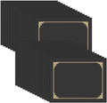 HAUTOCO 30 Pcs Certificate Holders, Black Diploma Folders Document Covers with Gold Foil Border for Letter Size 8.5x11 Cardstock, Award, Graduation