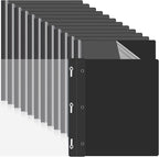Teling 100 Pcs Plastic Report Covers with 3 Prong Fasteners 11.42 x 9.45 Inch Clear Front Report Covers Bulk Presentation Folders for School Document(Black)