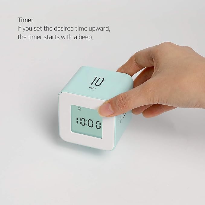 mooas Multi Cube Timer Clock (Yellow), Rotating Flip Gravity Sensor Time Management Digital LED Clock & Timer 3,10,30,60 min Setting ADHD Desk Office Productivity Kids Workout Kitchen