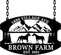 Custom Farmhouse Metal Sign | Personalized Last Name & Established Date Farm Scene Wall Art | Metal Farm Wall Art & Garden Decor | Unique Farmer Gift, Housewarming, or Ranch Decoration