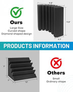 8 Pack - Bass Traps Acoustic Foam Corner, 9.8x9.8 * 4.7'' Black Bass Traps Corner Studio Foam, High Density and Fire-Proof Bass Traps Acoustic Panels Recording Studio Acoustical Treatments
