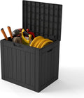 Yardgrace 35 Gallon Outdoor Storage Box Waterproof, Resin Deck Boxes with Lockable Lid & UV-Resistant for Patio, Pool, Garden Furniture Cushions & Accessories, Black
