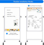 maxtek Rolling White Board, 44x28 Inches Magnetic Cork Board Combo, Portable Double-Sided Dry Erase Board on Wheels, Height Adjutable Easel Board for Home, School, Office