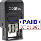 ZIGEL D50 Date Stamp with Paid - Self Inking Date Stamp - Blue/Red