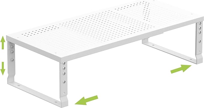 Jojocross Expandable Cabinet Shelf Organizer Storage Spice Rack Shelves for Kitchen Stackable Adjustable Pantry Cupboard Bathroom Countertop Desktop(1Pack/White/Medium-with Hole)