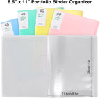Phyxin 80-Pocket Portfolio Binder Organizer, Binder Sheet Protectors 8.5" x 11", Displaying 160 Page Plastic Folders for Documents, Document Organizer for Concert, Artwork, School & Office Use, White