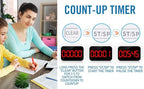 Kitchen Digital RED Timer, Count Down Up, Rechargeable, Vibration Mode Adjustable Volume and Brightness LED Display, Time Management Cook, Desk