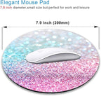IMAYONDIA Kids Girls Mouse Pad for Laptop, Small Pink Blue Gradient Sparkle Mouse Pads Cute, Round Glitter Mousepads, Mini Travel Mousepad for Wireless Computer, Office Desk Accessories, 7.9 X 7.9 in