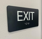 NAP TAGS Exit Sign ADA Compliant with Braille – Black Tactile Exit Sign 6" x 9", Indoor, Easy Installation, Made in the USA