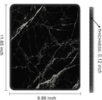 Auhoahsil Mouse Pad, 12 x 10 in Nature Marble Theme Computer Mouse Pad for Desk, Premium-Textured Non-Slip Rubber Stitched Edges Waterproof Square Mouse Mat for Gaming Work Wireless Mice, Black