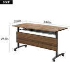 Modern Conference Table,Modular Flip-Top Seminar Meeting Table,Versatile Portable Conference Room Tables with Mobile Wheels,Folding Tables Mobile Training Tables for Classroom, and Offices（62.9in