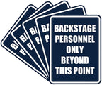 Portrait Round Backstage Personnel Only Beyond This Point Door or Wall Sign Easy Installation | Music | Concert | Festivals Sign (Navy Blue/White) - Small (5 Pack)