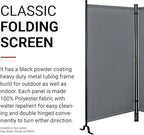Proman Products - Galaxy 2 Panel Section Privacy Folding Screen Divider, Water Repellent Fabric Room Divider with Black Powder Coated Metal Frame for Indoors or Outdoors (Gray)