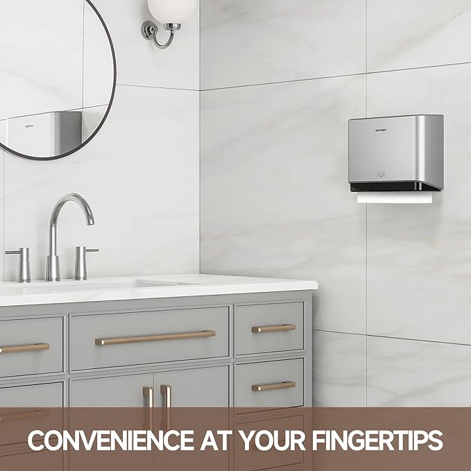 200-Sheet Wall-Mounted Paper Towel Dispenser, Fits Multi-Fold Towels up to 10x3.1 Inches, Perfect for Home & Business (Silver)