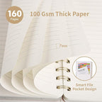Spiral Notebook-5.75" x 8.125" College Ruled Journal with Inner Pockets and 160 Pages,PU Leather Cover Business Journal, Twin-Wire Binding Notebook Perfect for Office & Home School Supplies Khaki