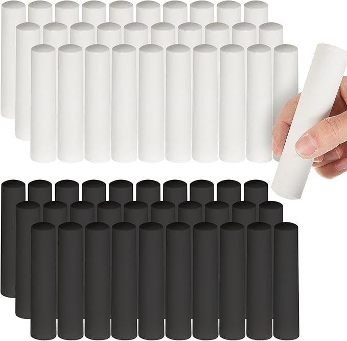 60 Pcs Sidewalk Chalk for Kids Jumbo Black White Washable Non Toxic Chalk for Classroom Outdoor Fun Creativity Art Play Painting on Chalkboard Playground Blackboard Easter Party