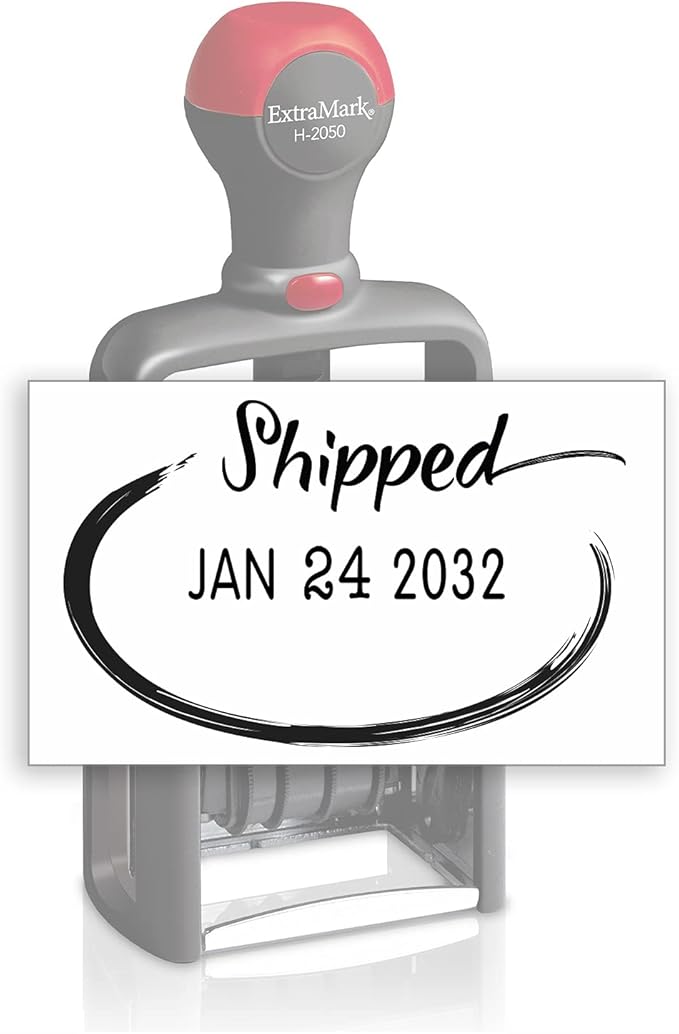 Heavy Duty Style Office Date Stamp with Shipped - Self Inking Dater - Style C - Black Ink Color