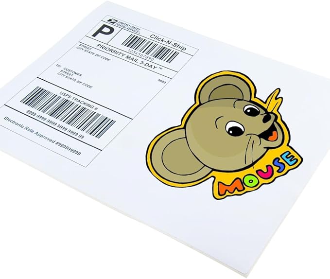 L LIKED 30 Printable White Sticker Paper Full Sheet Label, Matte, 8.5" x 11" for Laser & Inkjet Printers (30 Sheets)