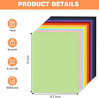 Cardstock 8.5 X 11, 80 Sheets 10 Colors Card Stock, 75lb/ 200gsm Copy Paper, Cardstock Printer Paper For Art, Drawing, Invitations, DIY Cards, Watercolor, Craft, Construction, School & Office Supplies