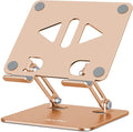 Aoviho Tablet Stand Holder for Desk Adjustable Tablet Holder, Foldable Aluminum Desktop Tablet Holder for iPad Samsung Galaxy Tabs Amazon Kindle Fire,All Tablets 4-12 inch, Gold