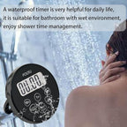 FCXJTU Digital Waterproof Shower Clock Timer, Bathroom Shower Countdown Timer with Alarm, Magnetic Back, Stand for Kitchen Cooking Dark Black
