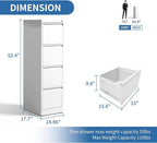 FLIXELIO 4 Drawer File Cabinet with Lock,Metal Vertical Filing Cabinets for Home Office,Heavy Duty File Storage Cabinet for Letter/Legal/A4/F4 Size File,Assembly Require (White, Vertical 4 Drawer)