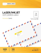 HOUSELABELS 18-up Address Labels (2-3/8" x 1-1/4") for Laser and Inkjet Printers, 2300 Sheets