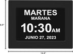 【New 2025】 Dementia Clock Large Clock for Seniors, Digital Clock with Custom Alarms, Clock with Day & Date for Elderly, Large Number Digital Clock Black Extra Large