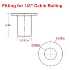 BLIKA 80 Pack Stainless Steel Protector Sleeves for 1/8" Deck Cable Railing, for Wood/Composite Posts, T316 Marine Grade, Cable Railing Protector Sleeves