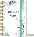 Address Book with Alphabetical Tabs - Small Address Book Spiral with Address Contacts, Special Date, Phone, Birthday & Internet Login Password for Home and Office, 4.3" x 6.2", Teal Flowers